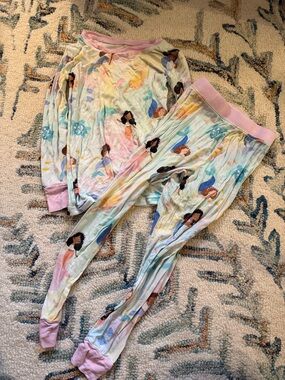 Little Sleepies Pastel Mermaid Print Pajama Set - Pink Trim